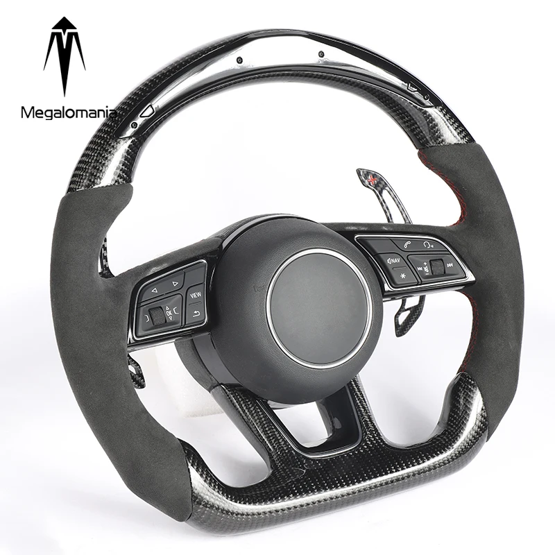 Carbon Fiber for Audi A3 A4 B9 A5 RS3 RS4 RS5 S3 S4 S5 RS6 RS7 Complete Steering Wheel Control Sports Carton PU