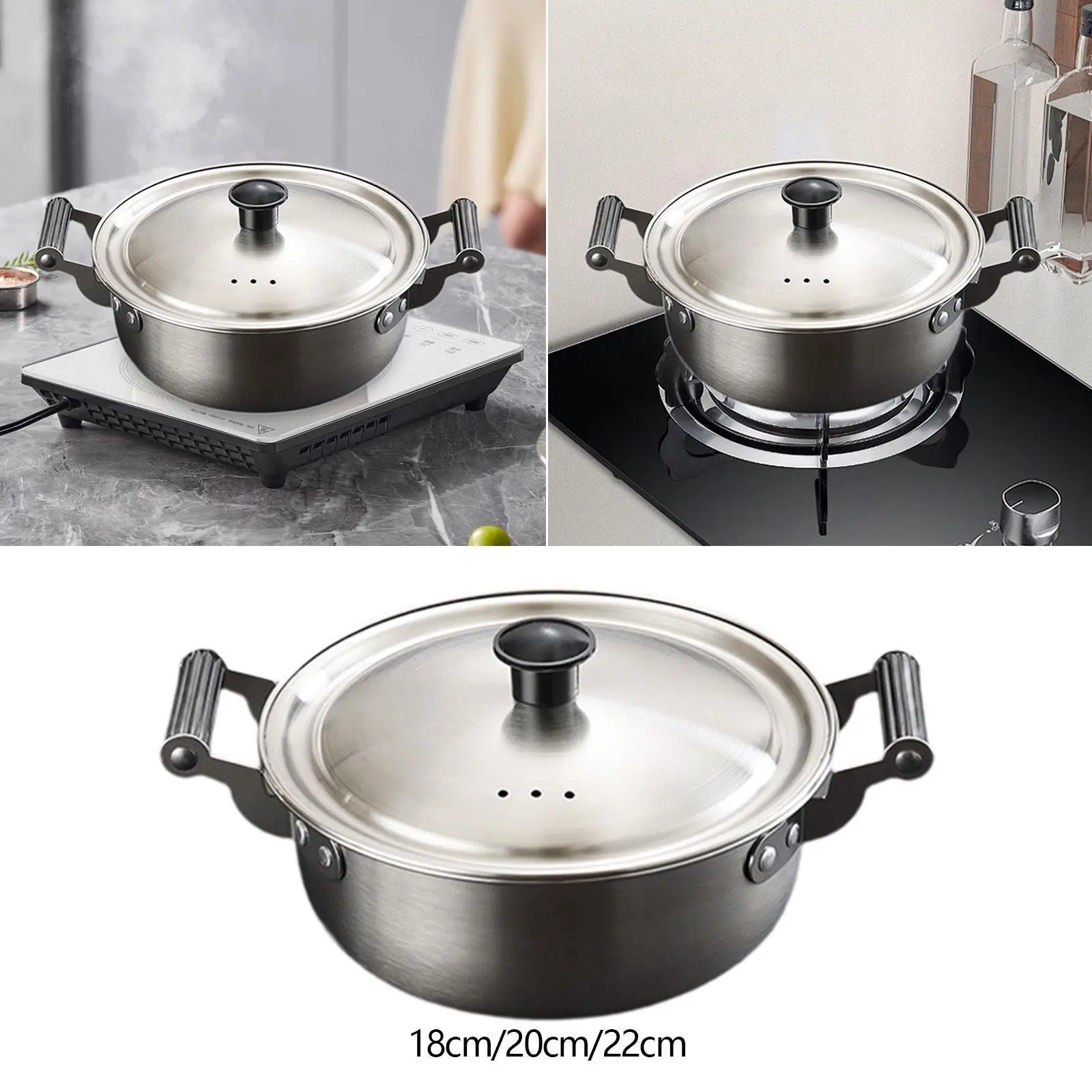 Olla de cocina coreana para Ramen, práctica para el hogar con cubierta, cocina Ramyun, olla de sopa Kimchi multifunción para senderismo, Camping, Curry