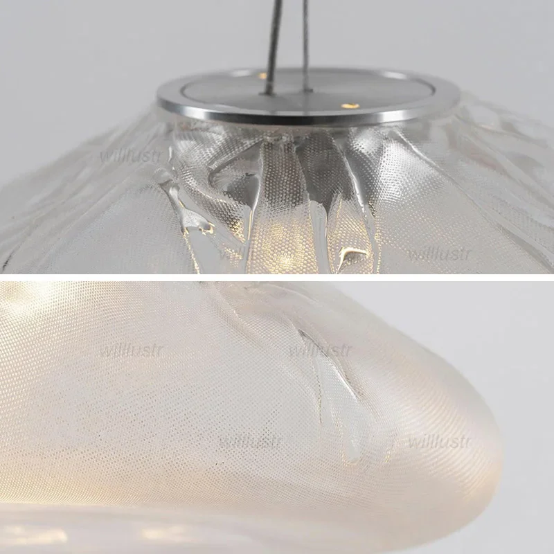

Frosted Glass Pendant Light Clear Amber Smoke Cloud Suspension Lamp Hotel Bar Villa Stair Duplex Loft Hanging Ceiling Chandelier