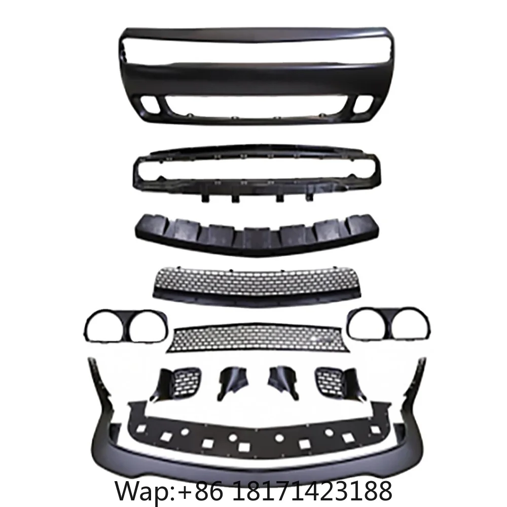 【Hot】Hellcat Style PP ABS Direct Bolt‑On Front Bumper Lip Facelift Body Kit Accessories for Dodge Challenger 2015‑2022