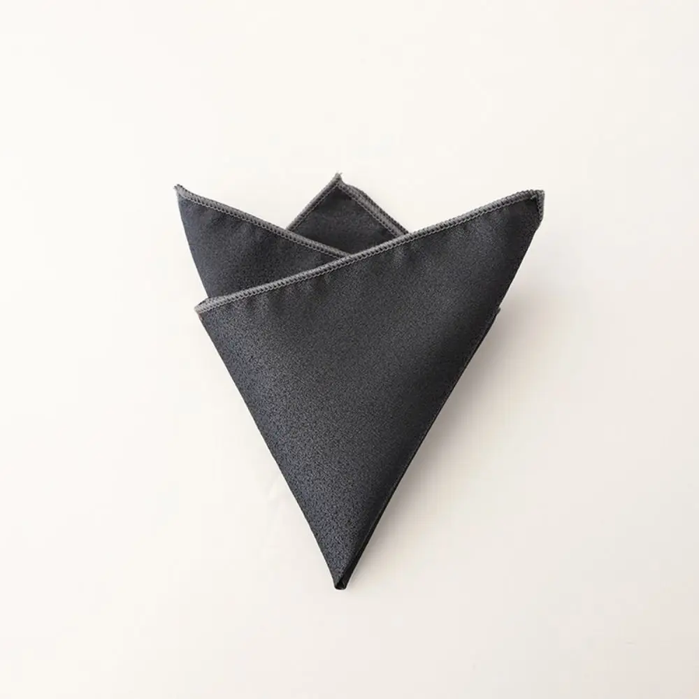 Elegant Polyester Pocket Square Solid Color Retro Tone Men Handkerchief Square Shape Business Suit Scarf Gift Giving