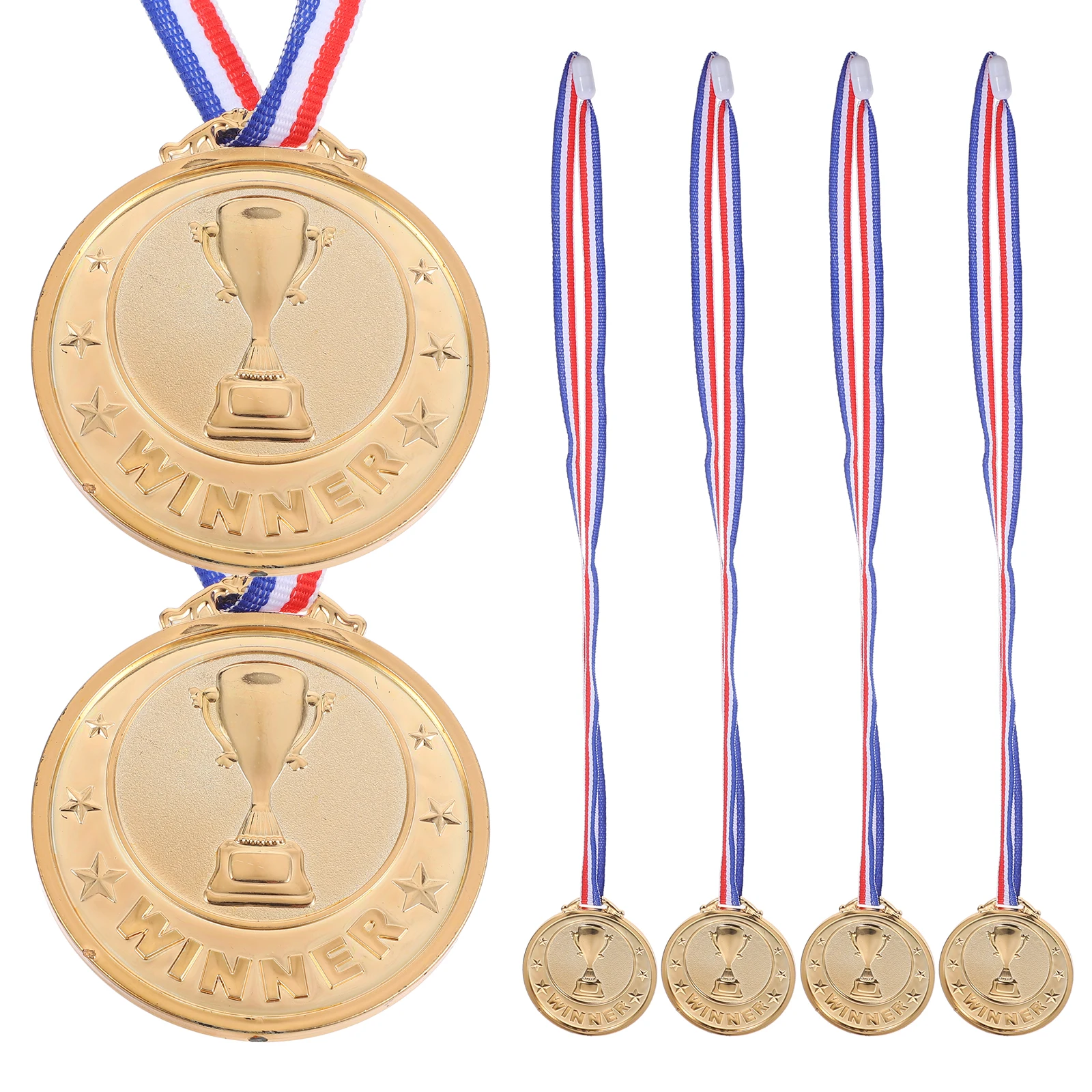 

6 Pcs Sport Medals Plastic Round Kids Gold Ears of Wheat Awards Medal School Events Theme Party Prop Trophies Souvenir