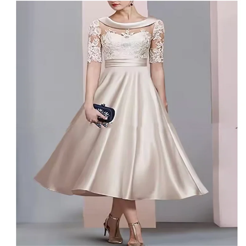 

Платье для матери невесты, шифоновое кружевное платье с аппликацией, с коротким рукавом, длиной до пола, торжественное, элегантное, для свадебной вечеринки, 2026, новинка по индивидуальному заказу