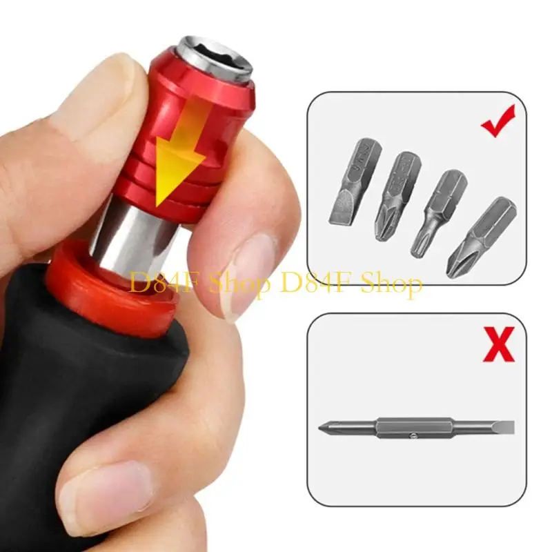 D84F 1/4 (6.35mm) Ratchet Screwdriver Bit Holder Multifunction Bit Driver