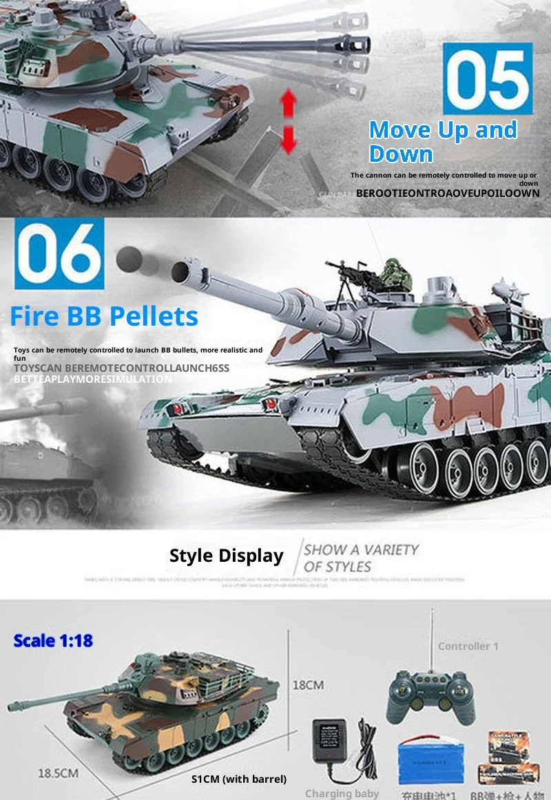 دبابة تعمل بالتحكم عن بعد، محاكاة كبيرة، نموذج عسكري أمريكي M1A2 قادر على إطلاق قذائف لعبة القتال بين الوالدين والطفل