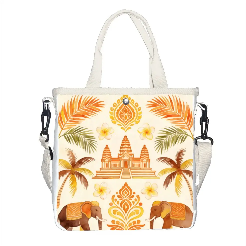 

Сумка-кроссбоди с принтом Ангкор-Ват (Юго-Восточная Азия), регулируемый ремень, застежка на кнопку, мини-сумочка