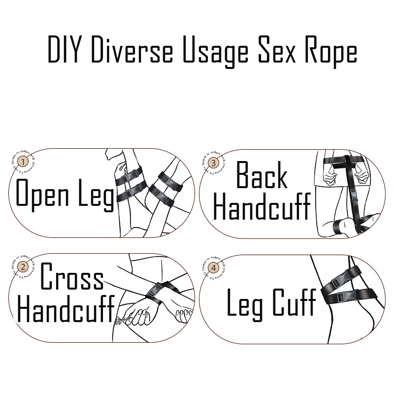 DIY Sex Rope 7PCS BDSM Body Restraint Handcuff Diverse Usage Sexope Back Leg Restraint Ankle Cuff Adult SM Sex Toy Women Bondage