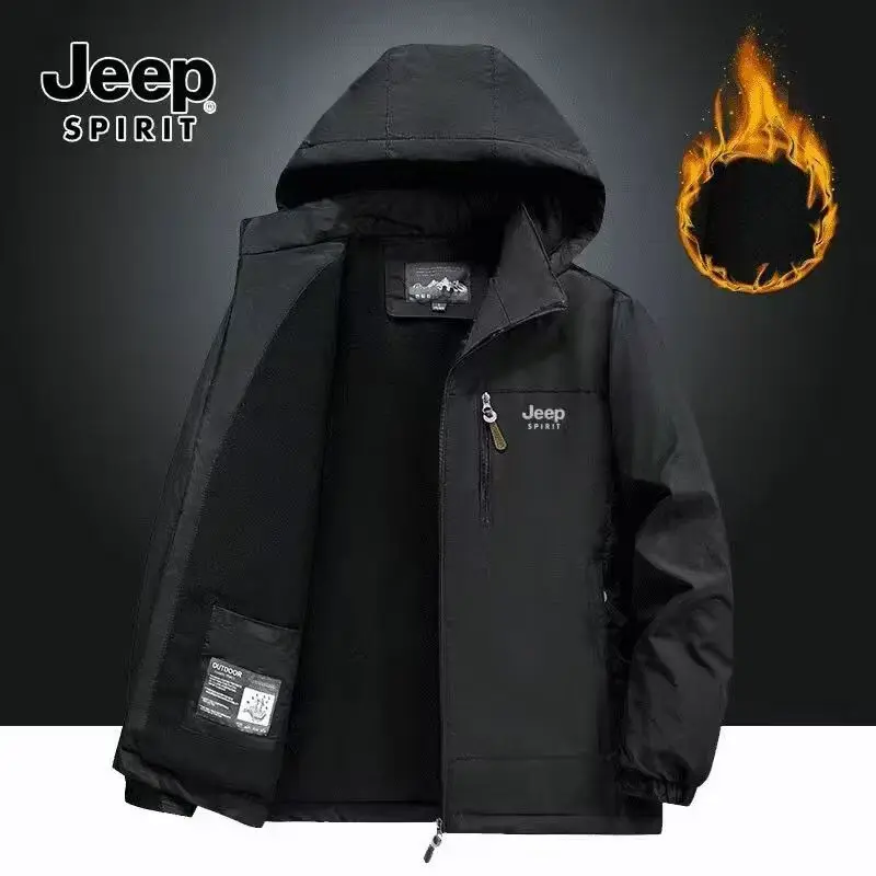 

JEEP Spirit2026 new men's clothing jacket, thick coat for autumn and winter, windproof, warm, outdoor casual fleece