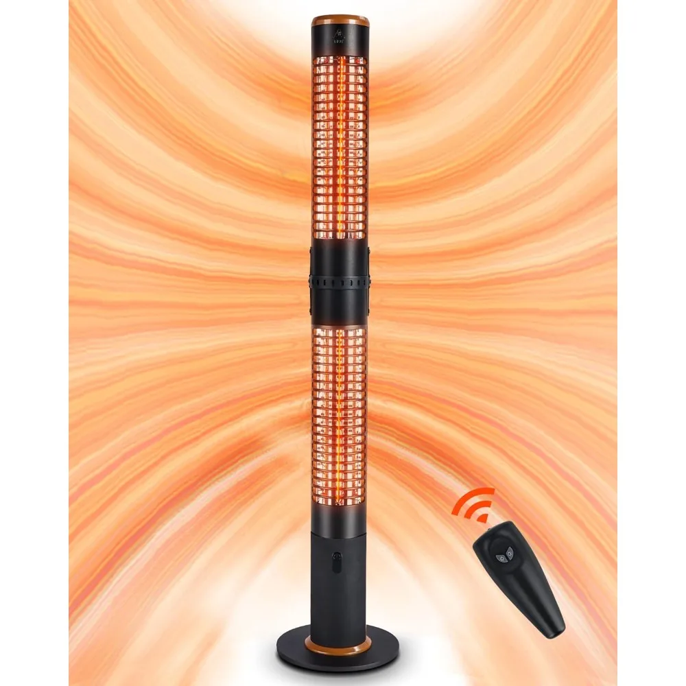 

Electric Patio Heater, Outdoor Heater with Remote, 750/1500W Infrared Heater with Cylinder Shape, Portable Freestandi