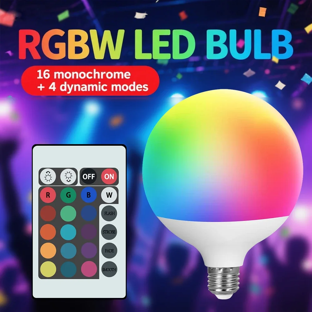 Smart RGBW LED Bulb Spotlight E27  B22  with Infrared Remote Control Suitable for Colorful Home Lighting