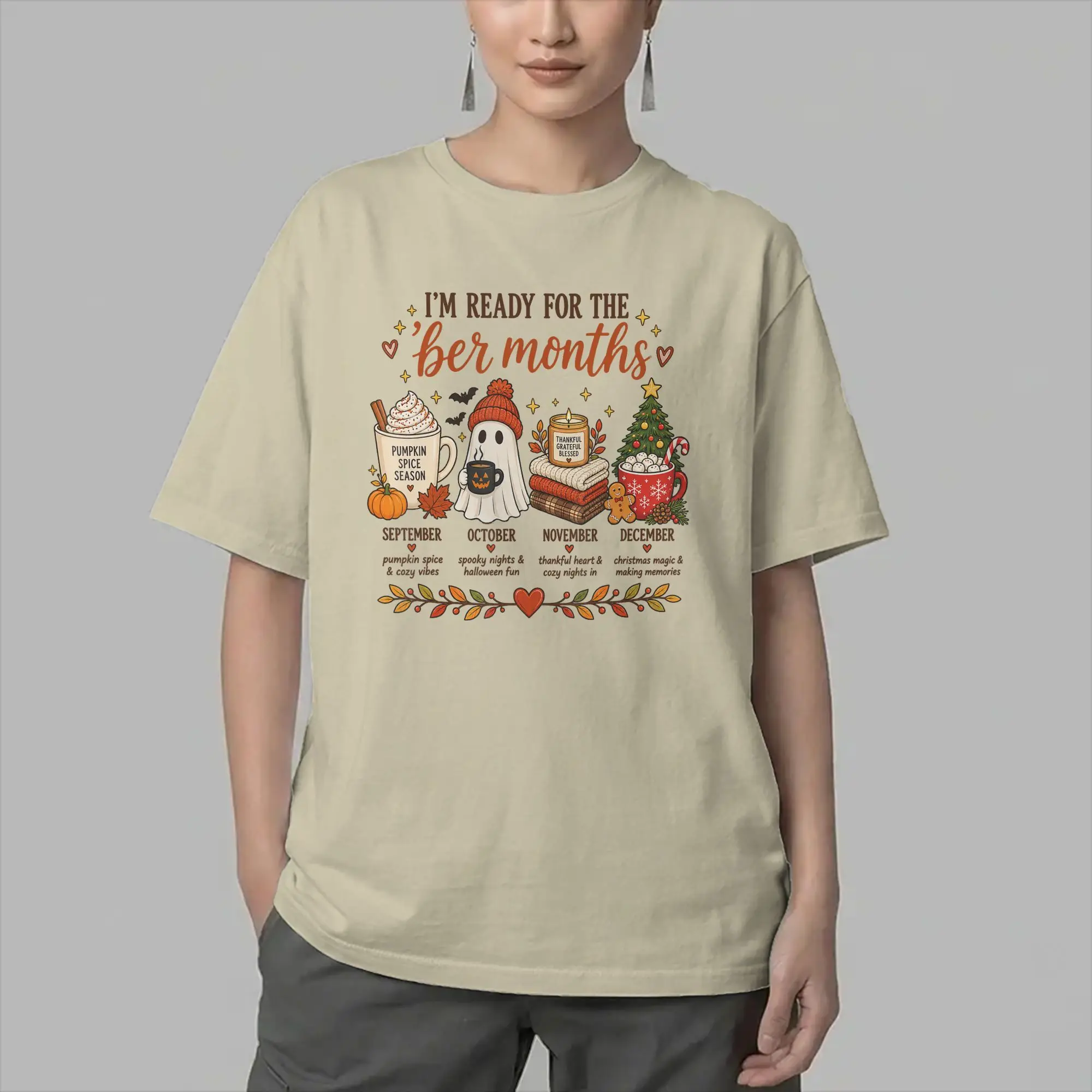 I'm Ready for BER Months T-Shirt for Men Round Collar Cotton T Shirt Pumpkin Spice Fall Christmas Tee Shirt Gift Idea Clothes