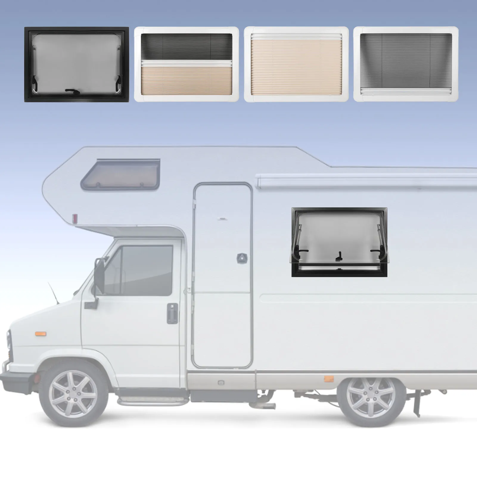 28 X 20in RV Push Out Window UV Protection Acrylic Insulating Glass Right Angle RV Window with Screen and Sunshade for Camper