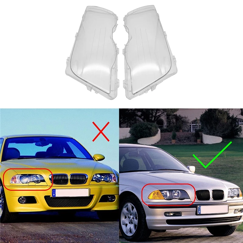 For-BMW 4 Door E46 3 Series 1998-2001 Left Headlight Shell Lamp Shade Transparent Lens Cover Headlight Cover