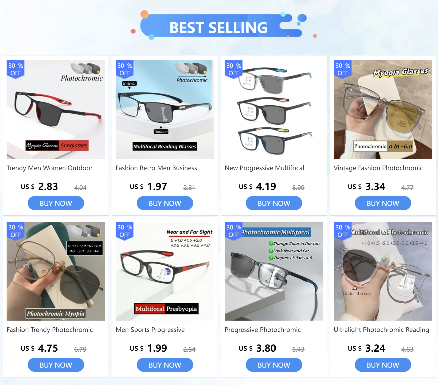 Neue trendige TR90 photochrome multifokale Lesebrille 3-in-1 Outdoor Bifokale Sonnenbrille Sport Anti Blue Near Far Brille – Detail 1