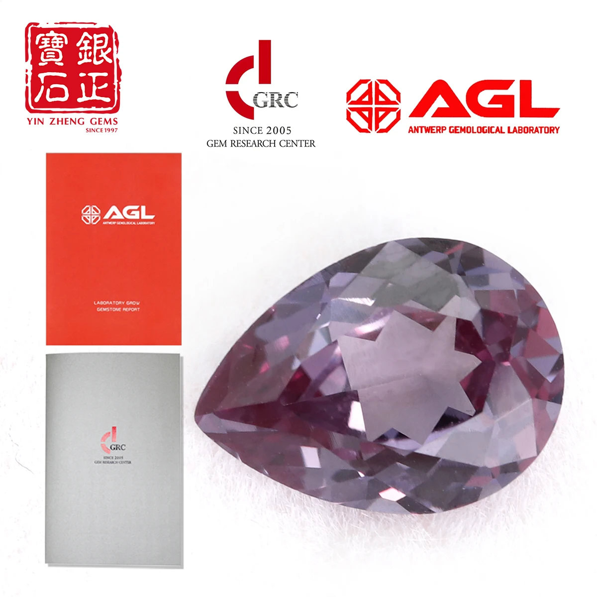 YinZheng Red Bottom Pear Cut Lab Alexander Alexandr Czochralski Corundum Can Be Provided Certificate Lab Grown Alexander