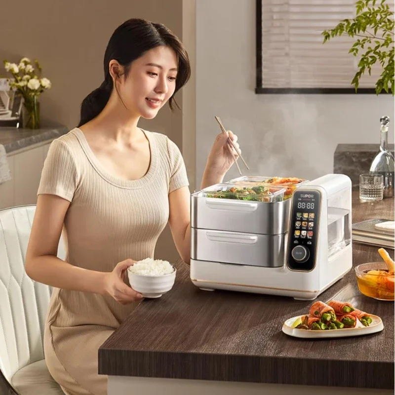 220V Electric Steamer 304 Stainless Steel 2-layer Large Capacity Multi Functional Household Food Warmer vaporera para cocinar