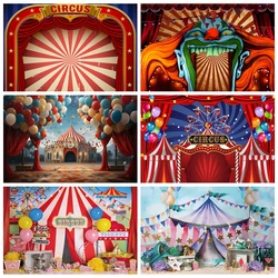 Yeele Birthday Party Circus Theme Clown Play Show Red Curtain Baby Child Background Photography Backdrops For Photo Studio