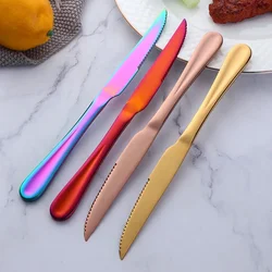 4/8PCS Steak Knives Stainless Steel Dinner Knives Set Sharp Steak Knife Western Gold Knife Restaurant Table Knife Dinnerware Set