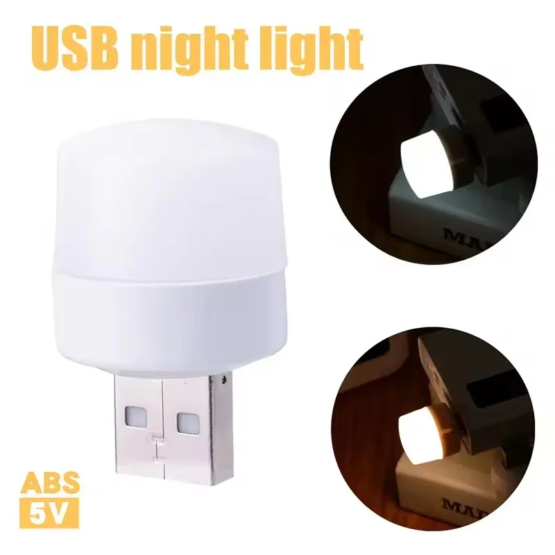 10 Pieces USB Night Light Warm White LED Plug-In Light Bulb Portable Home Environment Light Energy-Saving Reading Night Light