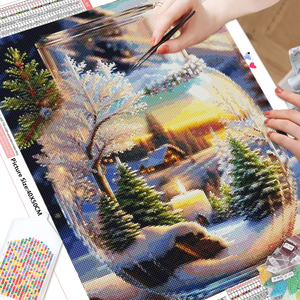 HUACAN Diamond Painting Landscapes Snow New Arrivals 2024 Diamond Mosaic Bottle Rhinestones Pictures