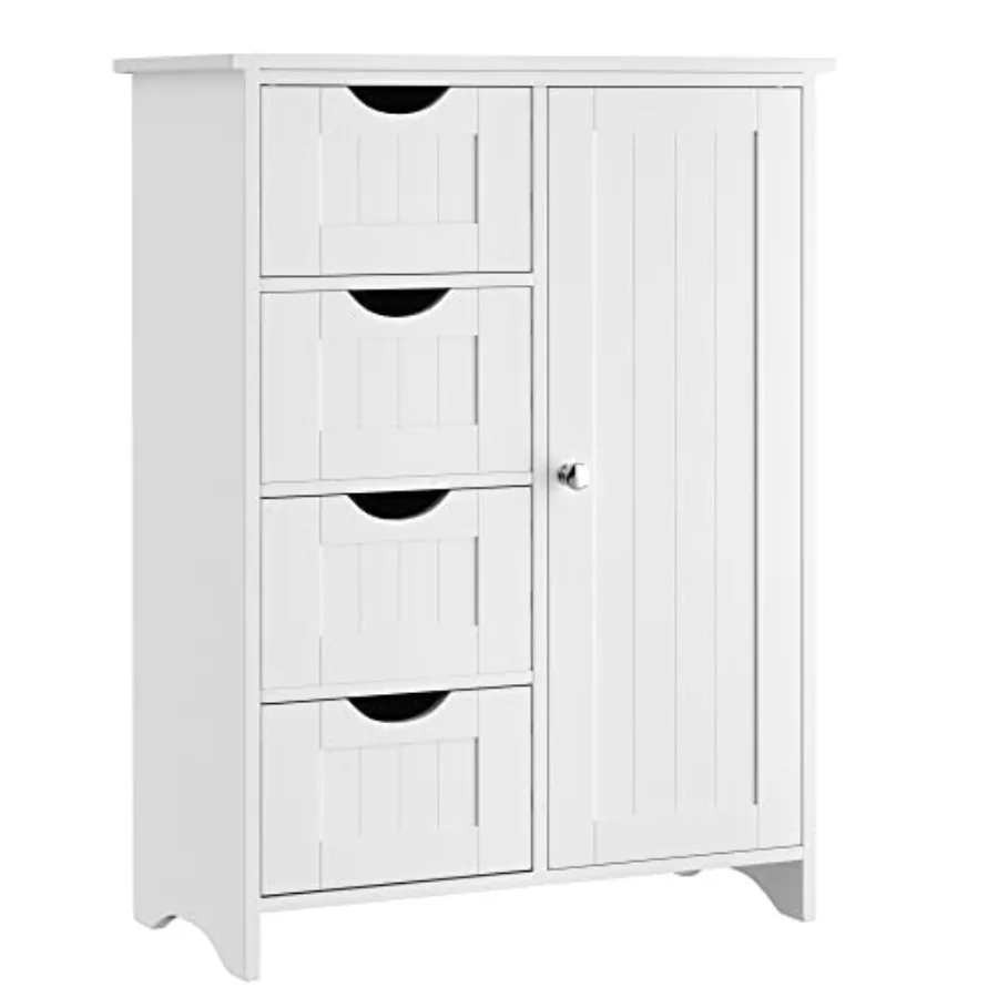 

Bathroom Storage Cabinet Floor Cabinet with 4 Drawers and 1 Adjustable Shelf Storage Organizer for Living Room Kitchen Bathroom