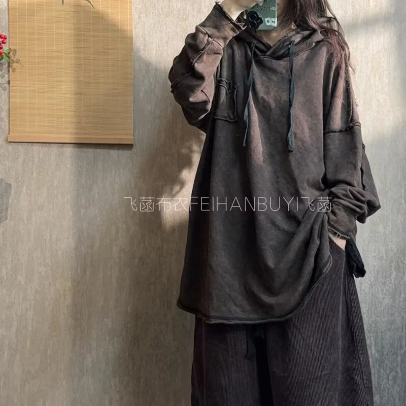 

2025 New Arrival Spring & Autumn Women Casual Long Sleeve Hoodies Pullovers All-matched Vintage Loose Cotton Sweatshirt F84