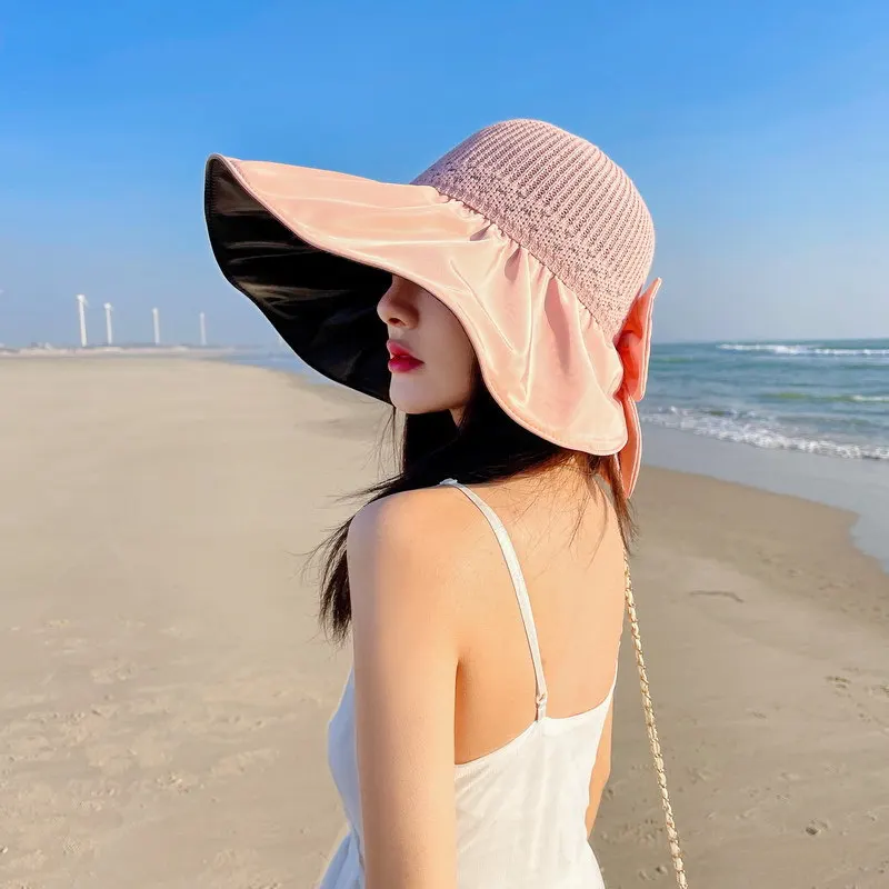 

Summer Hat for Women, Vinyl Sun-proof Large-brim Hat, Collapsible, Beach UV-proof Hollowed-out Breathable All-match Sunshade Hat