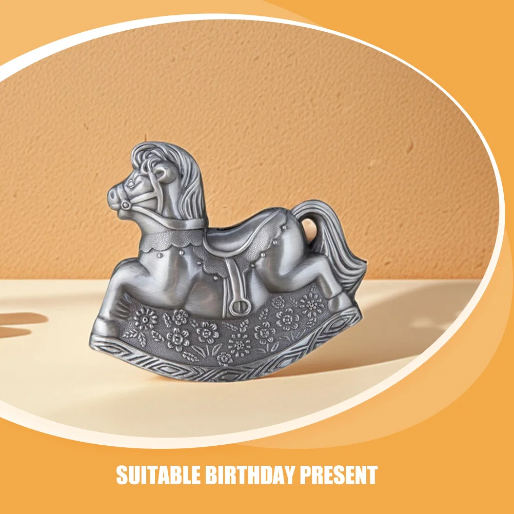 Banque d'argent cheval à bascule Unique pour filles, Adorable banque d'épargne, décor créatif, cadeau d'anniversaire idéal, métal incassable