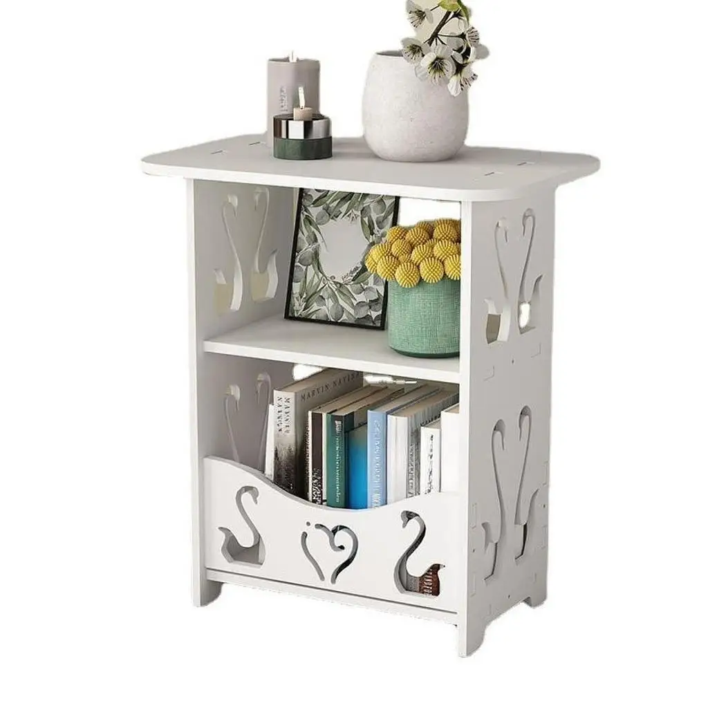 End Table, Small Bedside Table with Storage, Modern Nightstand, Side Table, for Living Room, Bedroom, White image 2