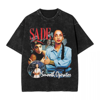 SADE Y2K Vintage Harajuku Streetwear Oversized Washed T Shirts Goth Casual Loose Hip-hop Top Men Women Tee Real Casa Tennis Club