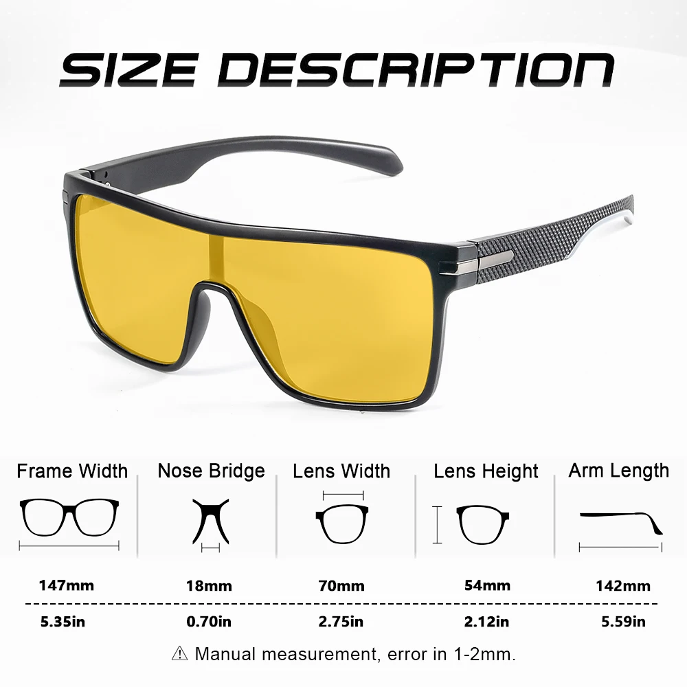 CRIXALIS Quadratische Photochrome Polarisierte Sonnenbrille Männer Frauen Im Freien Nachtsicht Anti-glare Fahren Sonnenbrille Brille UV400 – Detail 4