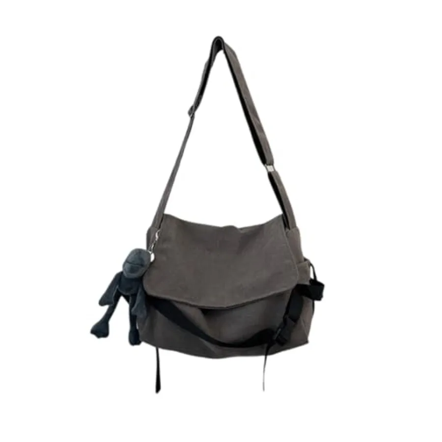 Men's Canvas Crossbody Bag Japanese Leisure Large Capacity Men's and Women's Shoulder Bag Postman Bag