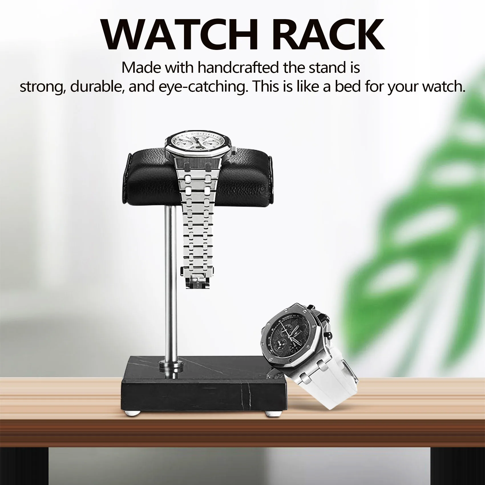 

Black Marble Base Watch Stand Silver Color Metal Rod Belt Watch Display Props Bracelet Stand Jewelry Placement Stand