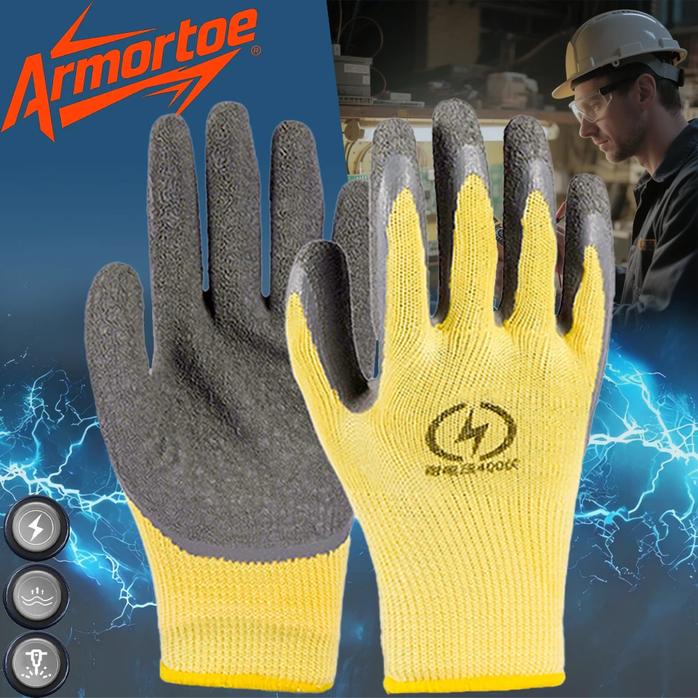 

ArmorToe 400V Insulating Gloves Low Voltage Ultra-Thin Flexible Rubber Anti-Slip Abrasion Resistant for Electricians #Armor8031