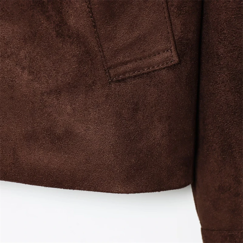 KEYANKETIAN Herbst Und Winter Neue frauen Stehkragen Einreiher Seite Tasche Wildleder Imitation Leder Jacke Frauen Mantel