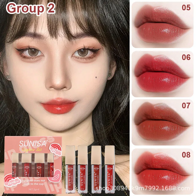 3 Pcs Matte Lipstick Lip Gloss Sets  Longlasting Red Nude Nude Liquid Lipsticks Non-stick Cup Lip Tint Makeup Pigment