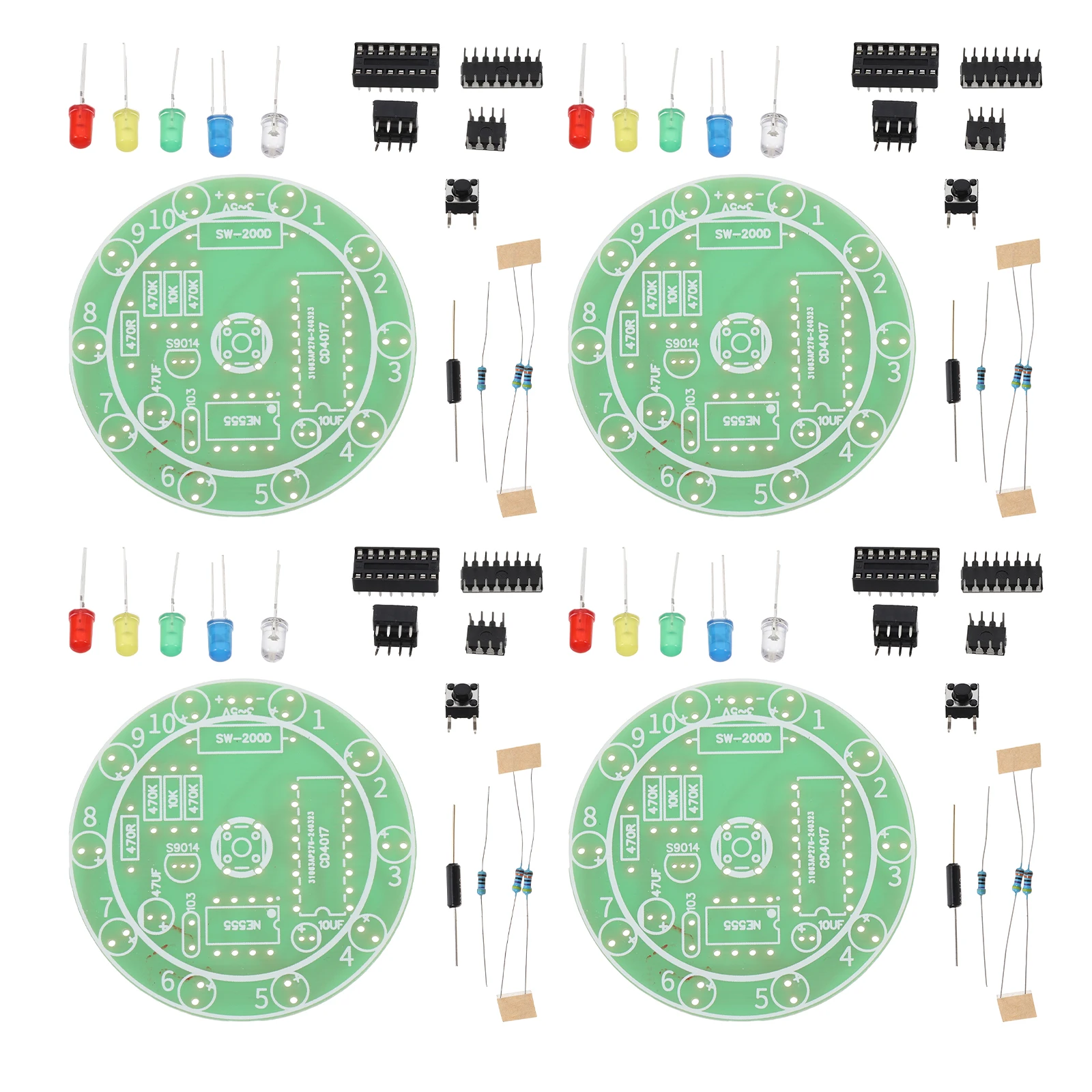 4 Sets Learning Soldering Kit Beginner Project Mini Practical DIY for Beginners Circuit Board Practice