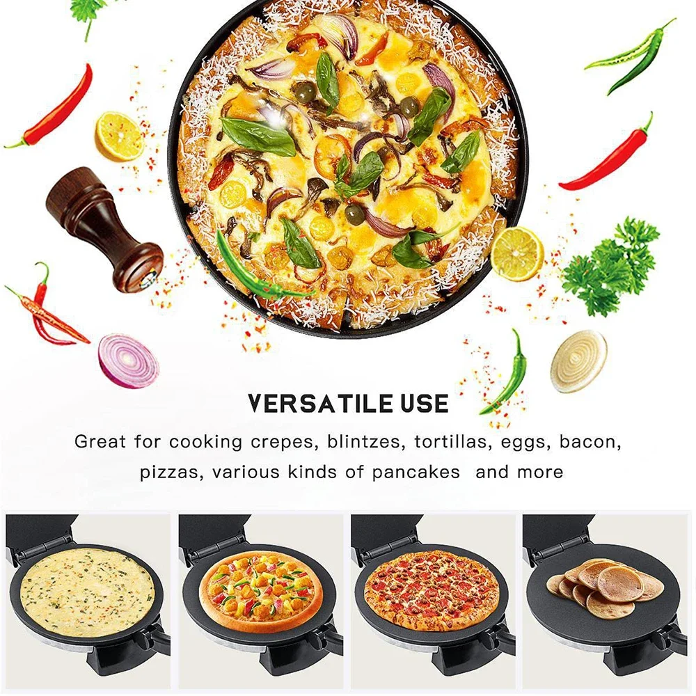 Electric Pancake Machine 2000W Fast Heating Non Stick Coating Frying Pan Adjustable Temperature Control Pancake Pizza Machine