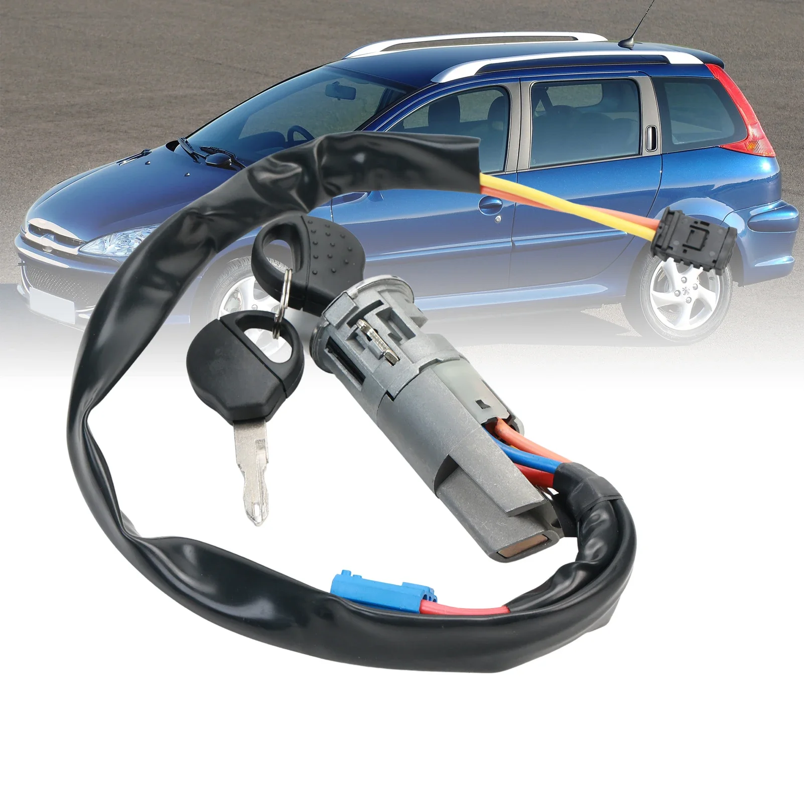 Set di 3 serrature + tappo carburante Neiman + 2 tasti compatibile con Peugeot 206 (dal 1998)