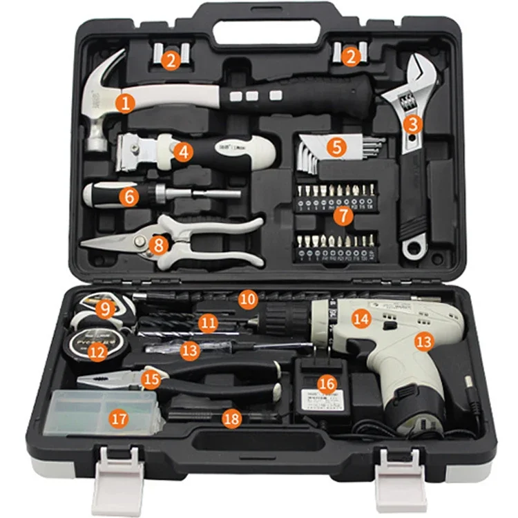 

Hand Garden Tools Set 86PCS Combination Repair Sets Cordless Drill Set