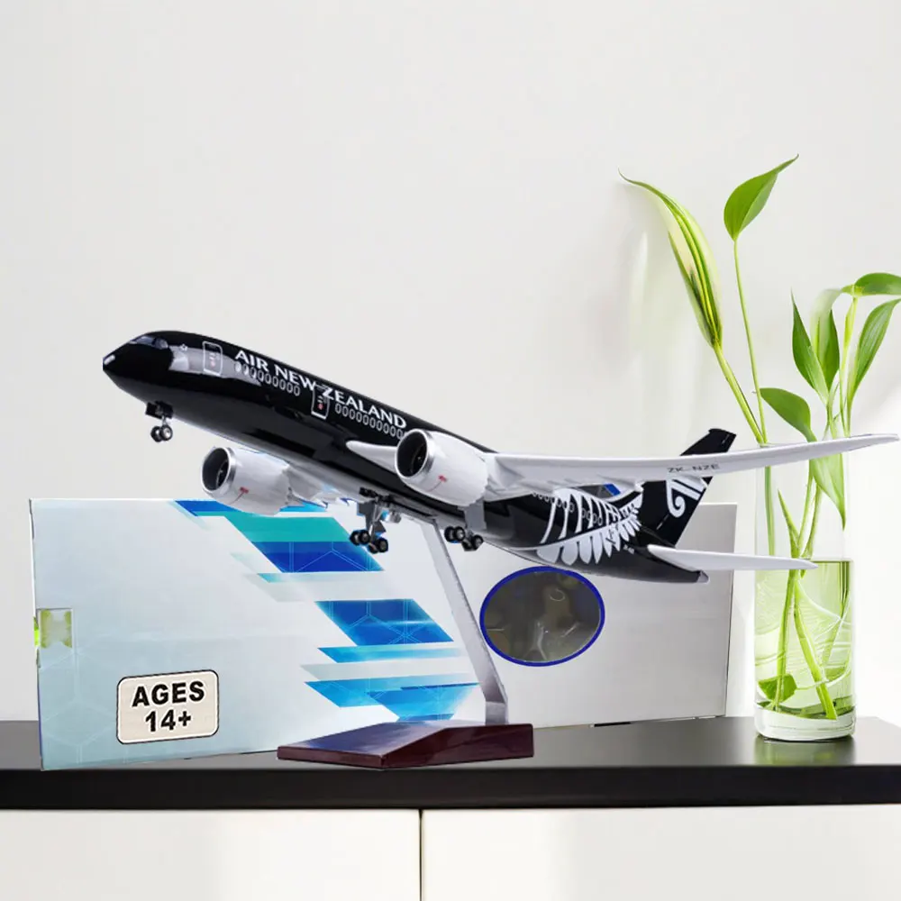 

47CM B787 Newzealand Aircraft Airlines Model W Light and Wheel Landing Gear Diecast Plastic Resin Plane Collection or Show