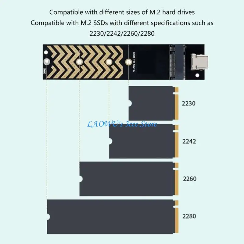 Y8AD M.2 to USB Adapter M.2-NGFF Hard Drive USB3.2 6Gbps USB to M.2 PCI-E Converter