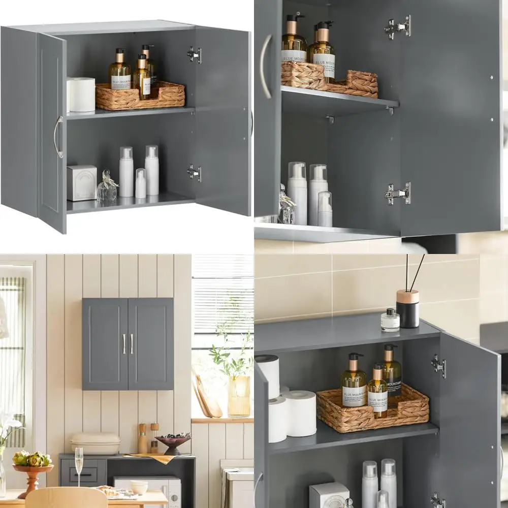 Adjustable Storage Wall Cabinet for Laundry, Bathroom, Kitchen, and Garage