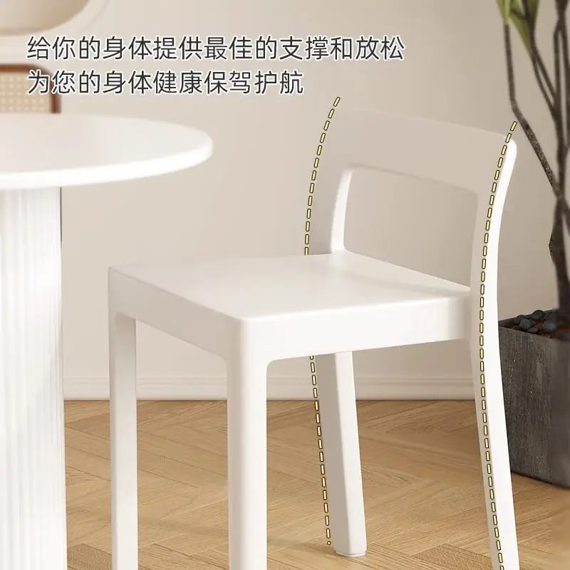 Simple Plastic Dining Chair Nordic Light Luxury Stackable Backrest Chair Modern Commercial Stool for Home Restaurant Use