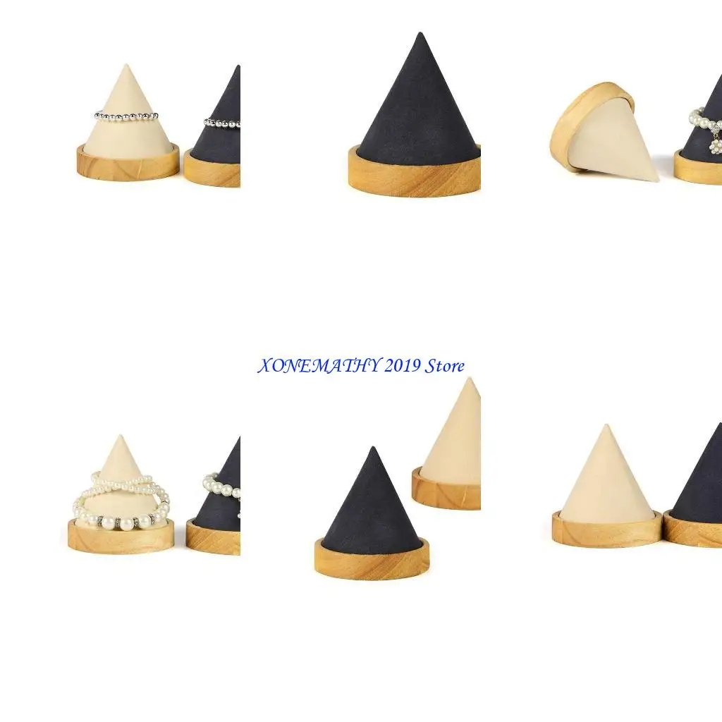 

F42F Cone Wooden Bangle Bracelet Anklet Chain Jewelry Display Stand Ring Watch Holder Showing Storage Rack Accessories