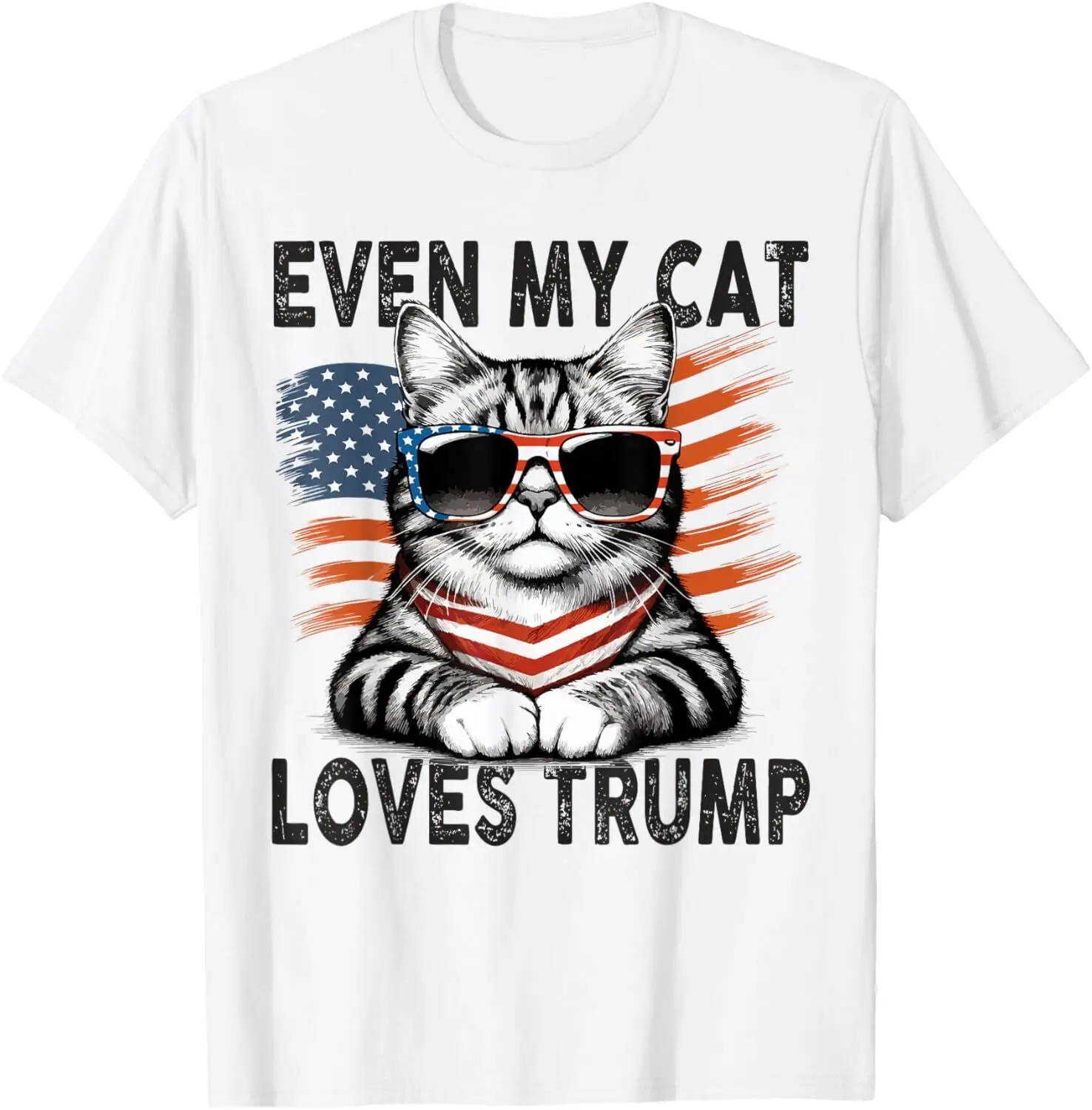 

Even My Cat Loves Trump Patriotic American Flag Sunglasses T-Shirt