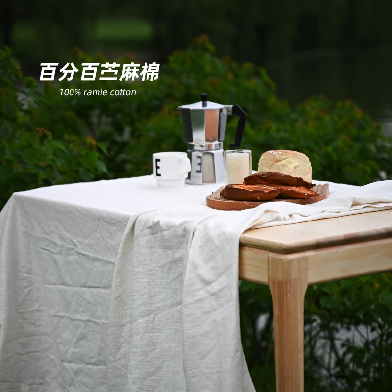 

Original 100% Ramie Cotton French White Tablecloth Vintage Style Artistic Backdrop Cloth for Wine Table Mats and Picnic Cloths
