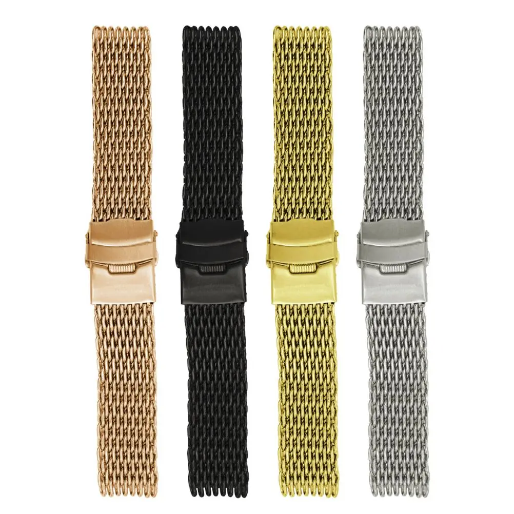 

24mm Stainless Steel Watch Band for Men Women Metal Watchband Durable Comfortable Daily Sport Shark Mesh Trendy