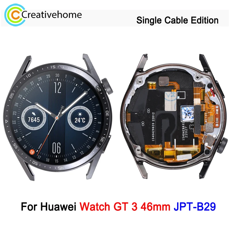 1.43\'\' Single Cable AMOLED Screen For Huawei Watch GT 3 46mm JPT-B29, Smartwatch Display with Frame Full Assembly Replacement