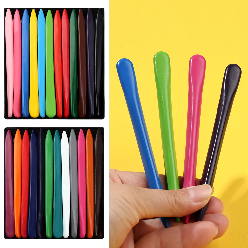 6/12/24/36 Colors Non Dirty Hand Washable Triangular Plastic Crayon Student Oil Painting Stick Early Childhood Education Tools